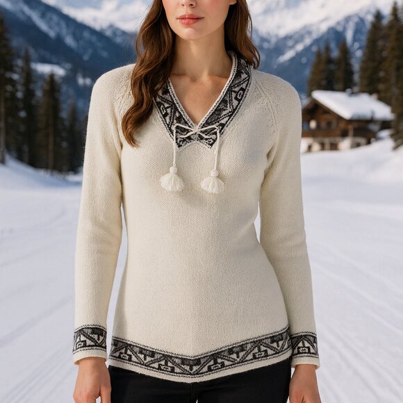 Vintage Textil Sulca 100% Baby Alpaca Sweater size M Tassels Ethnic Peasant Boho - Picture 12 of 12